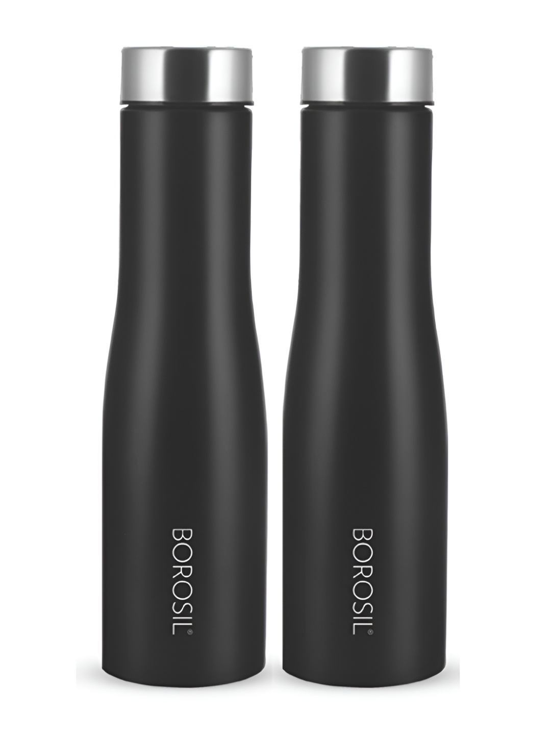 

BOROSIL Black 2 Pcs Stainless Steel Single Wall Water Bottles