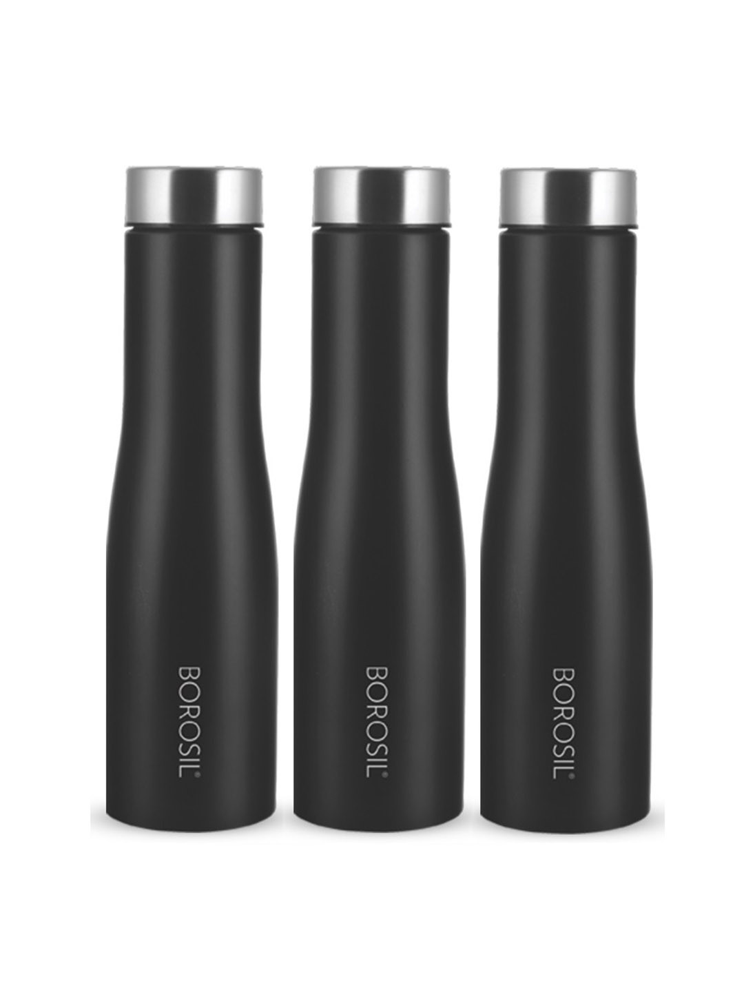 

BOROSIL Black 3 Pieces Stainless Steel Water Bottles 1 L