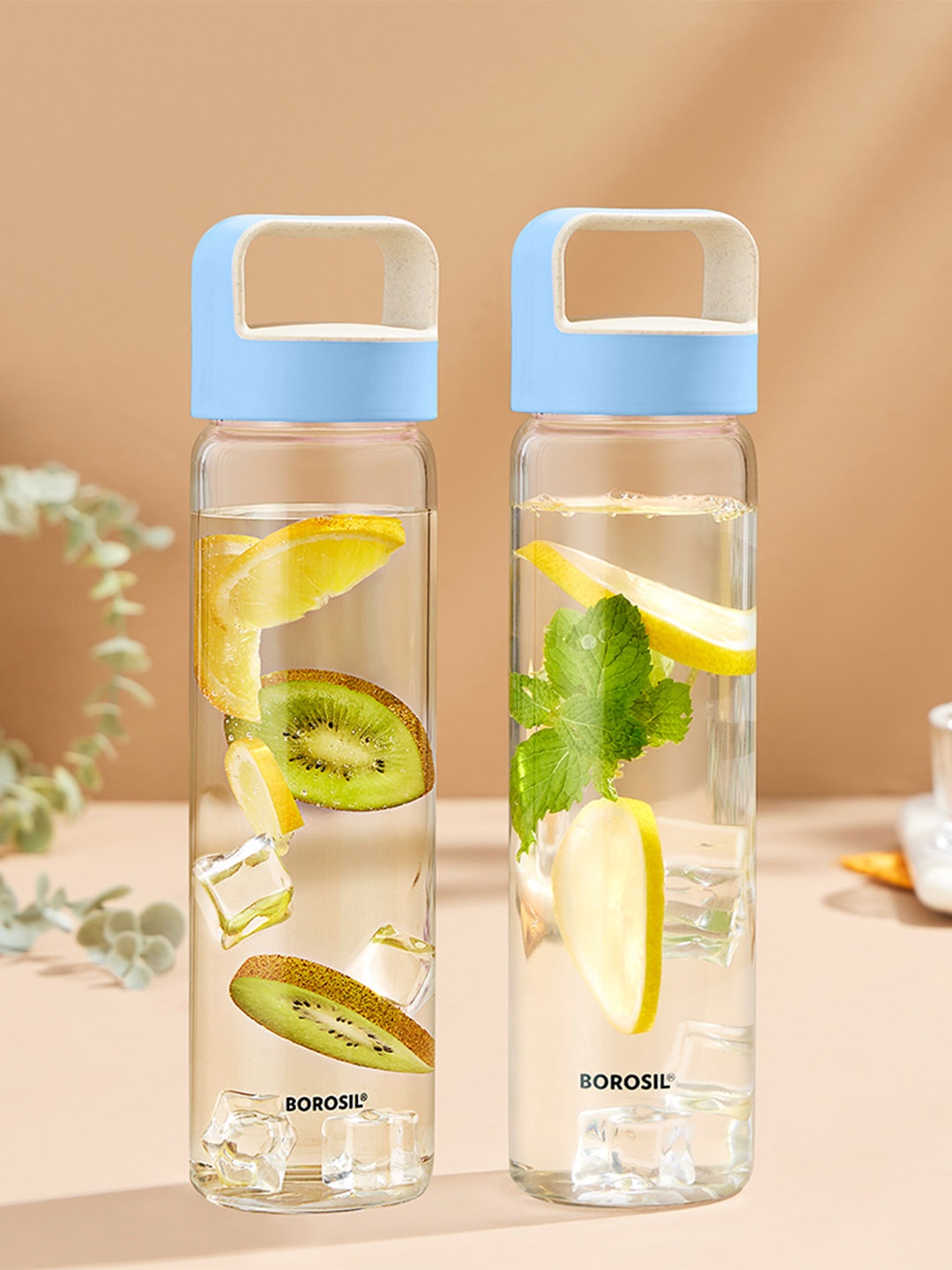 

BOROSIL Blue & Transparent 2 Pieces Glass Water Bottles 550 ml