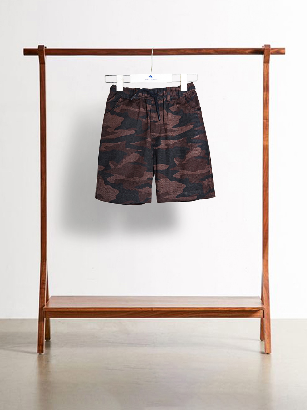 

Cherry Crumble Boys Camouflage Printed Pure Cotton Shorts, Black