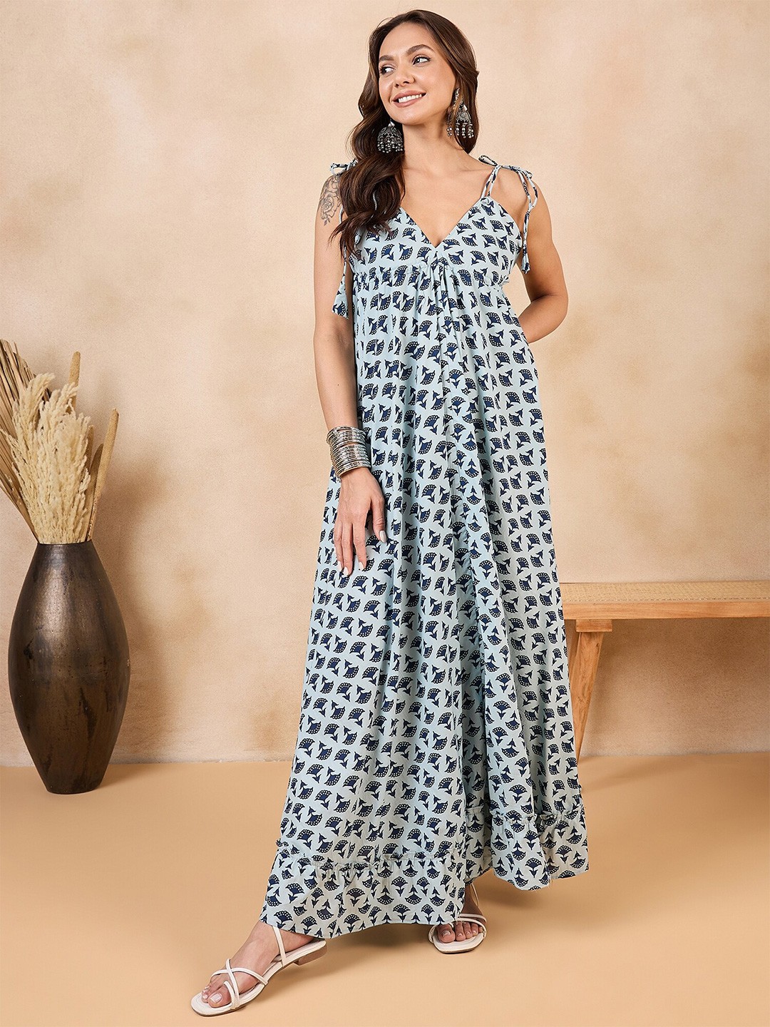 

InWeave Floral Printed Cotton Maxi Dress, Blue