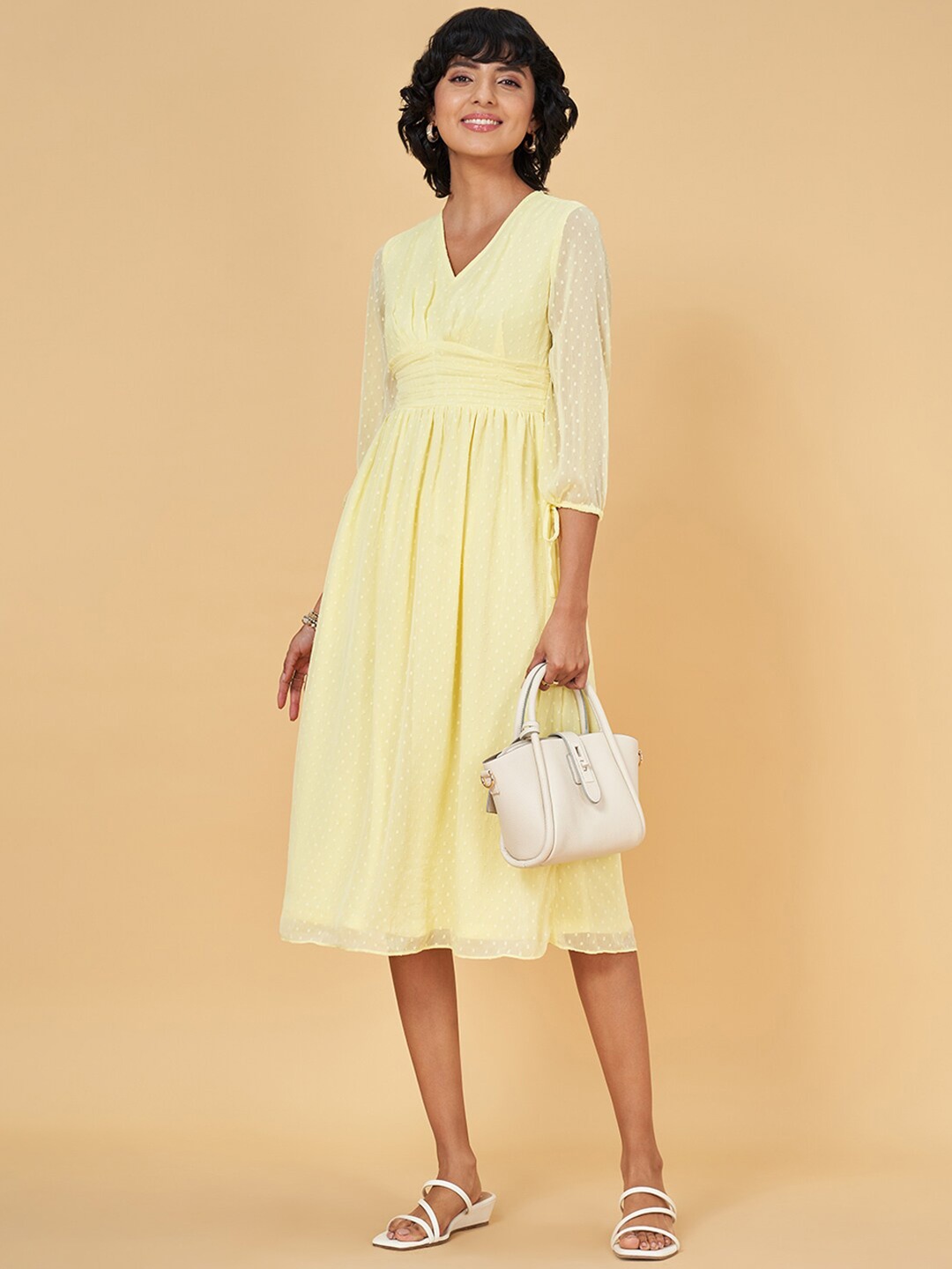 

Honey by Pantaloons V-Neck A-Line Dress, Khaki