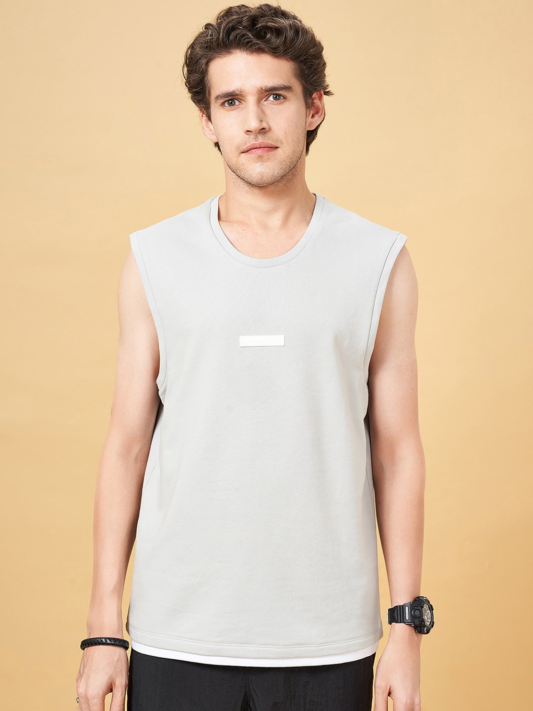 

Street 808 by Pantaloons Sleeveless Pure Cotton Innerwear Vest, Grey