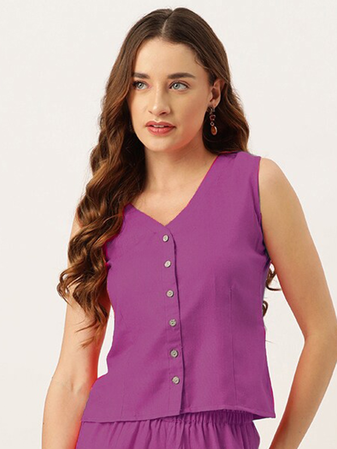 

Molcha V-Neck Cotton Top, Pink