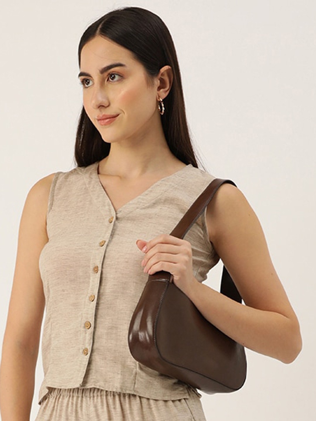 

Molcha V-Neck Cotton Top, Grey
