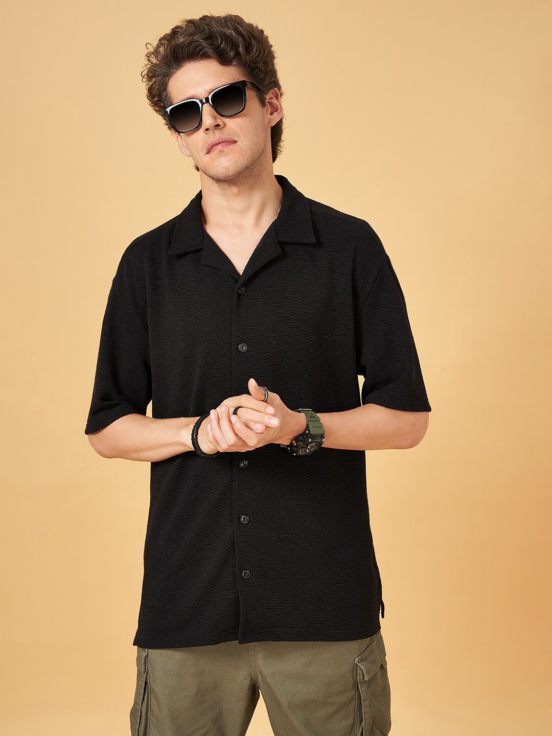 

Street 808 by Pantaloons Cuban Collar Shirt, Black