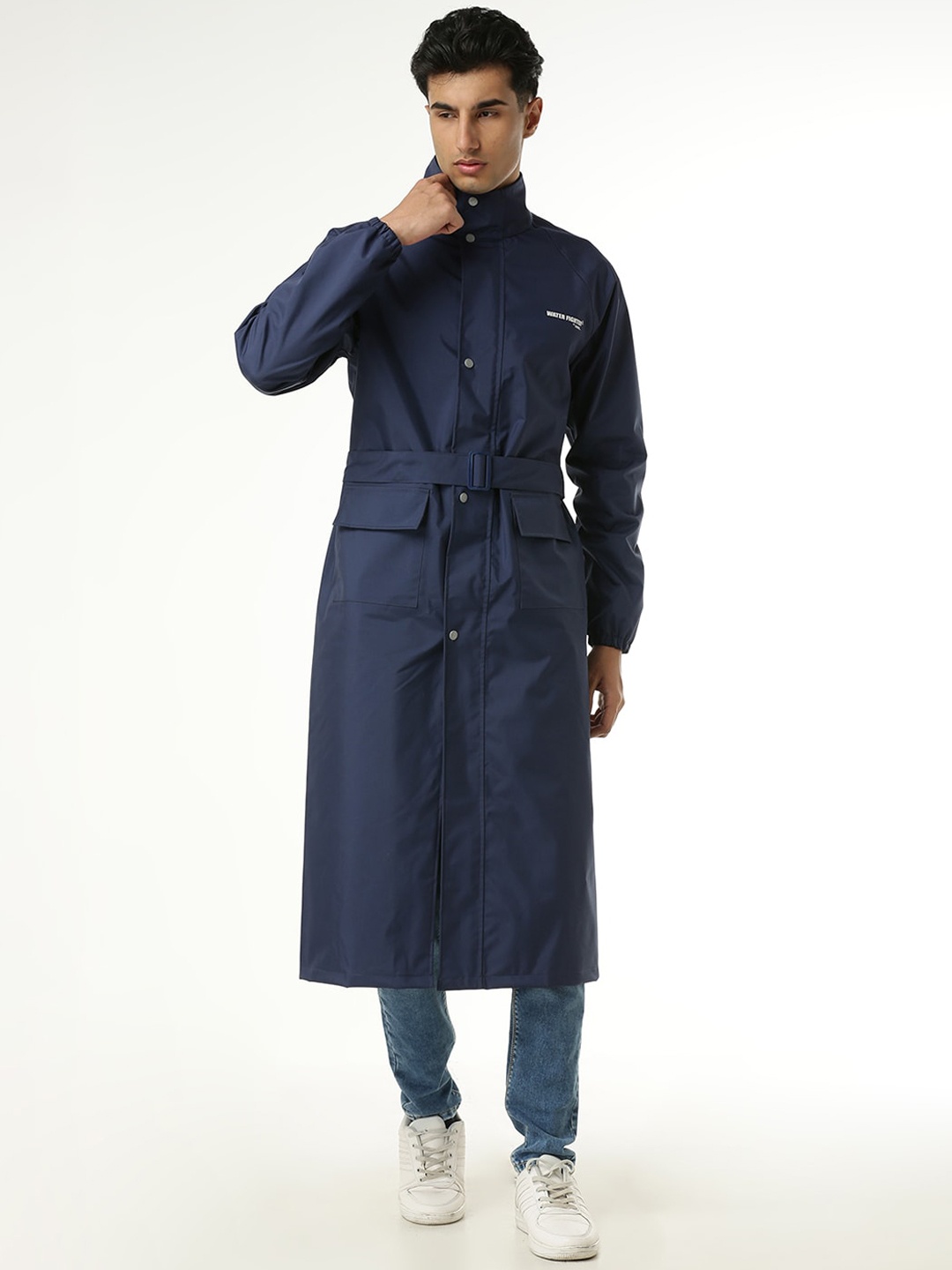 

Zeel Waterproof Long Rain Jacket, Navy blue