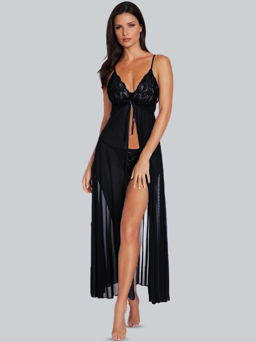 

VAGHBHATT Net Baby Doll, Black