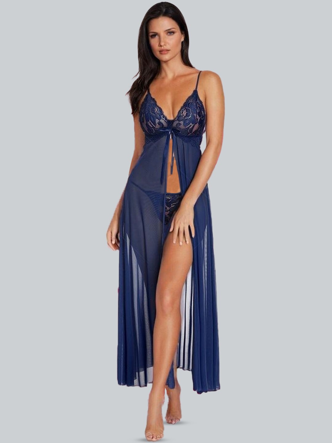 

VAGHBHATT Net Baby Doll, Navy blue