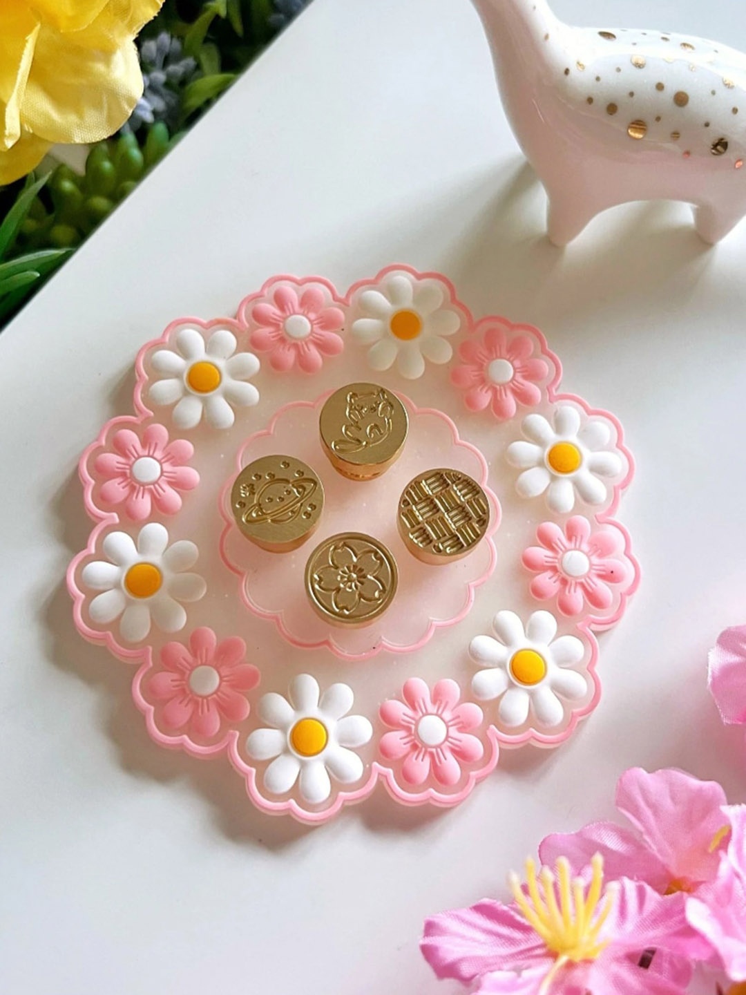 

P-Plus International Pink 4 Pieces Printed Silicone Coasters