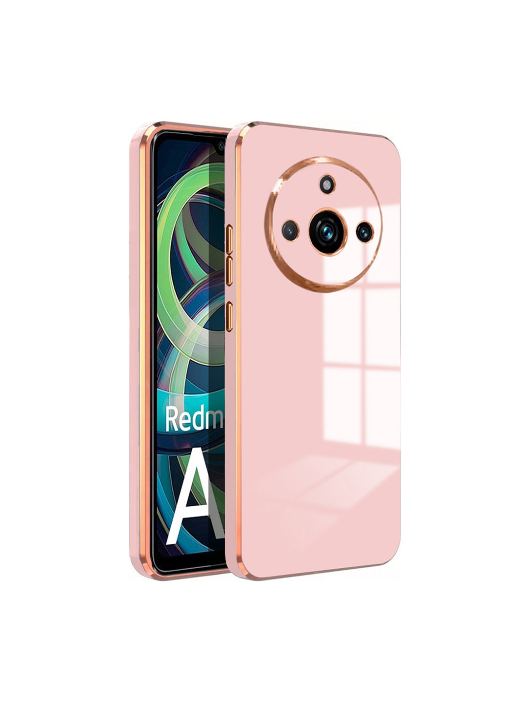 

Karwan Luxury 6D Chrome Redmi A3 Mobile Back Case, Pink