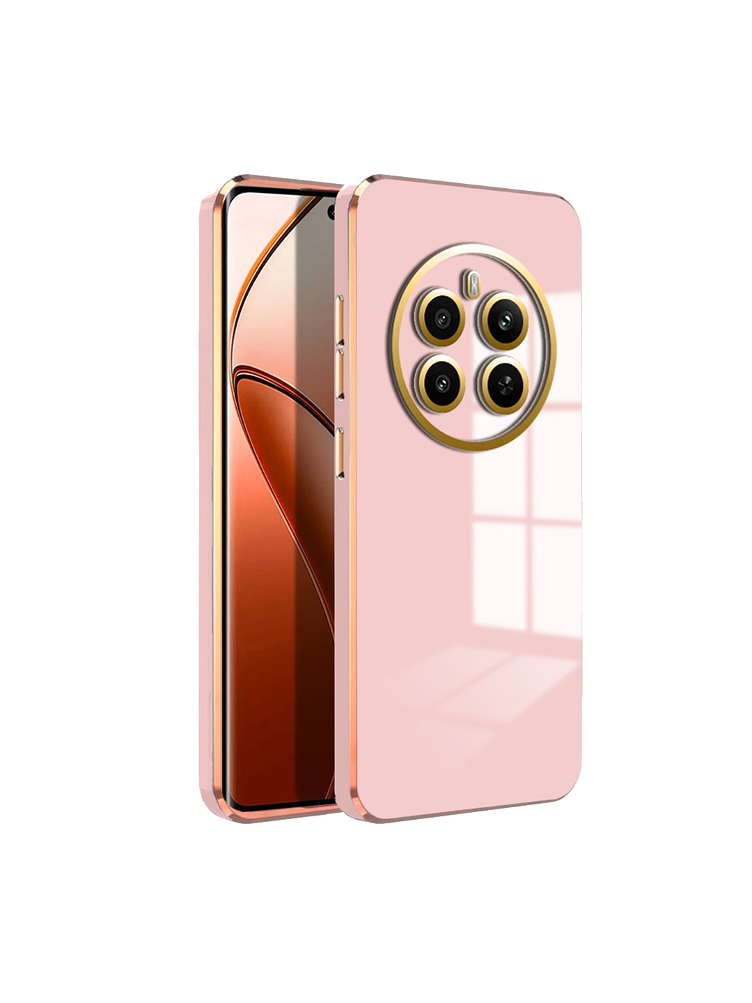 

Karwan Luxury 6D Chrome Realme 12 Plus Mobile Back Case, Pink