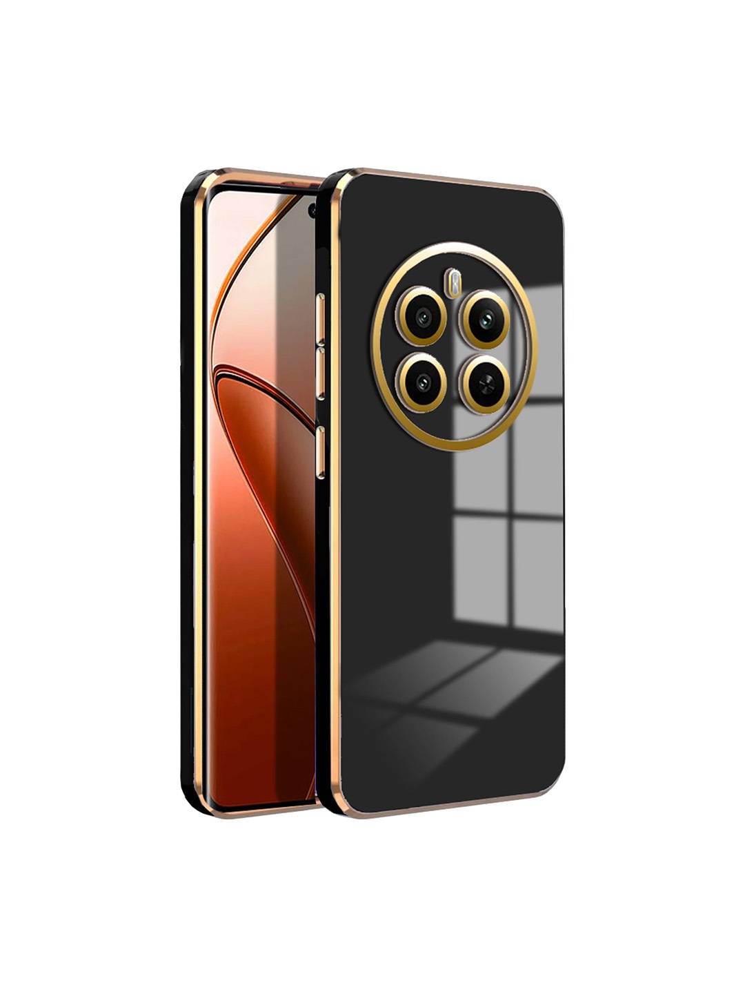 

Karwan Luxury 6D Chrome Realme 12 Plus Mobile Back Case, Black