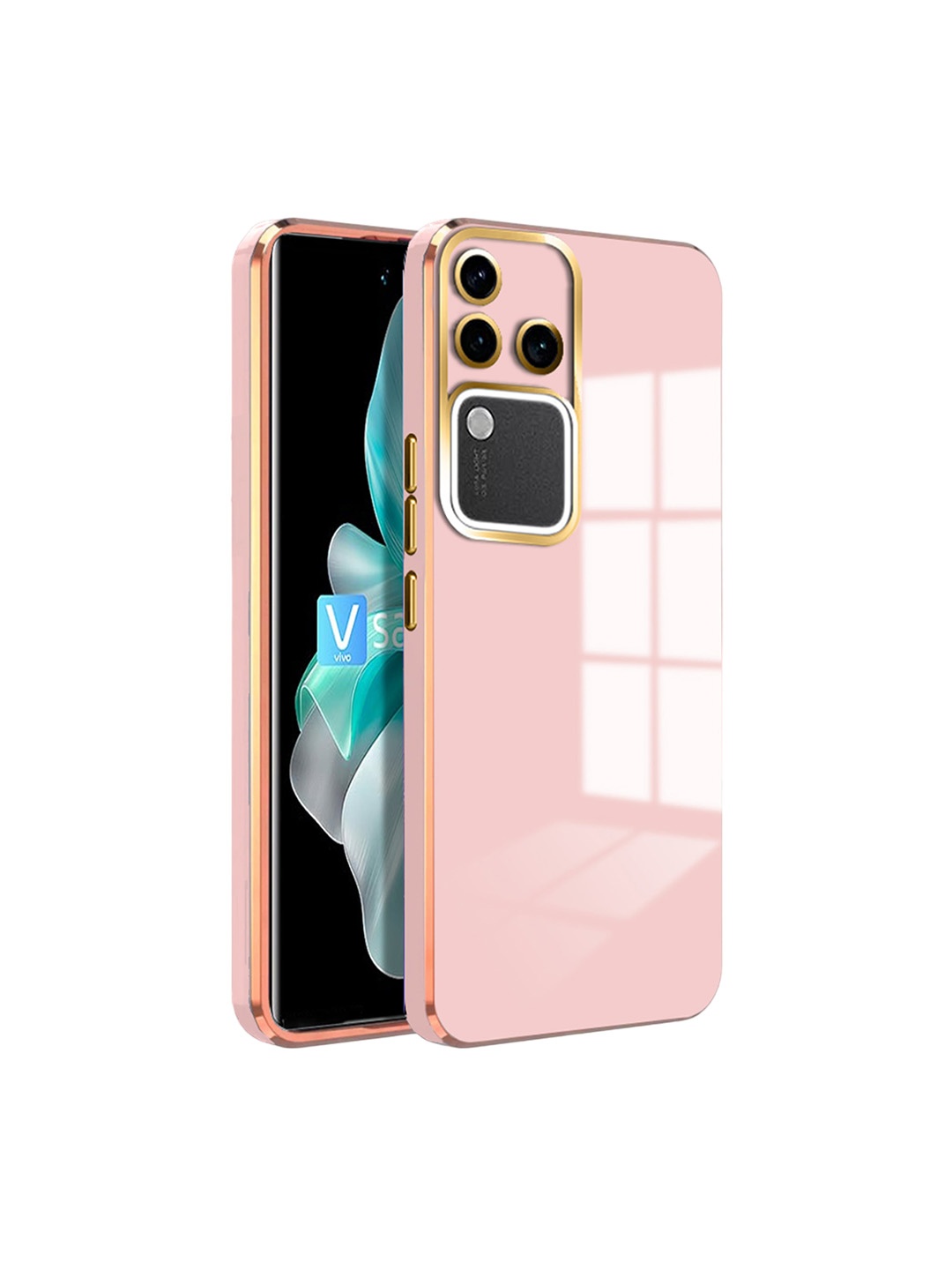 

Karwan Luxury 6D Chrome Vivo V30 Pro Mobile Back Case, Pink