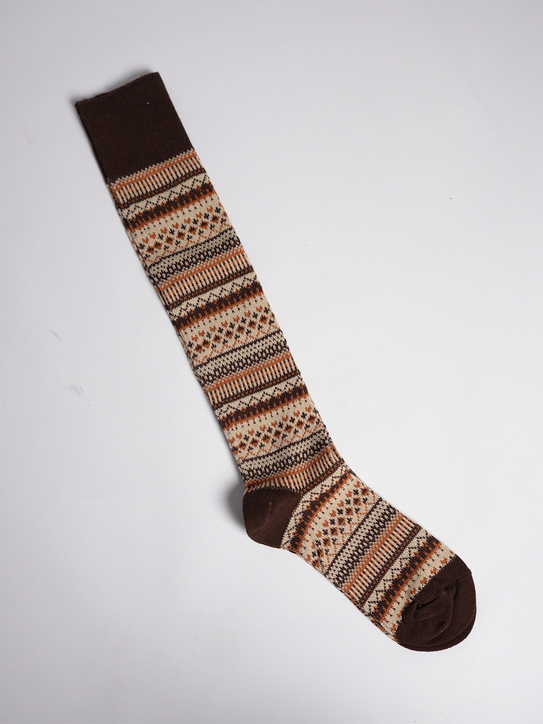 

Theater Women Patterned Cotton Calf Length Socks, Brown