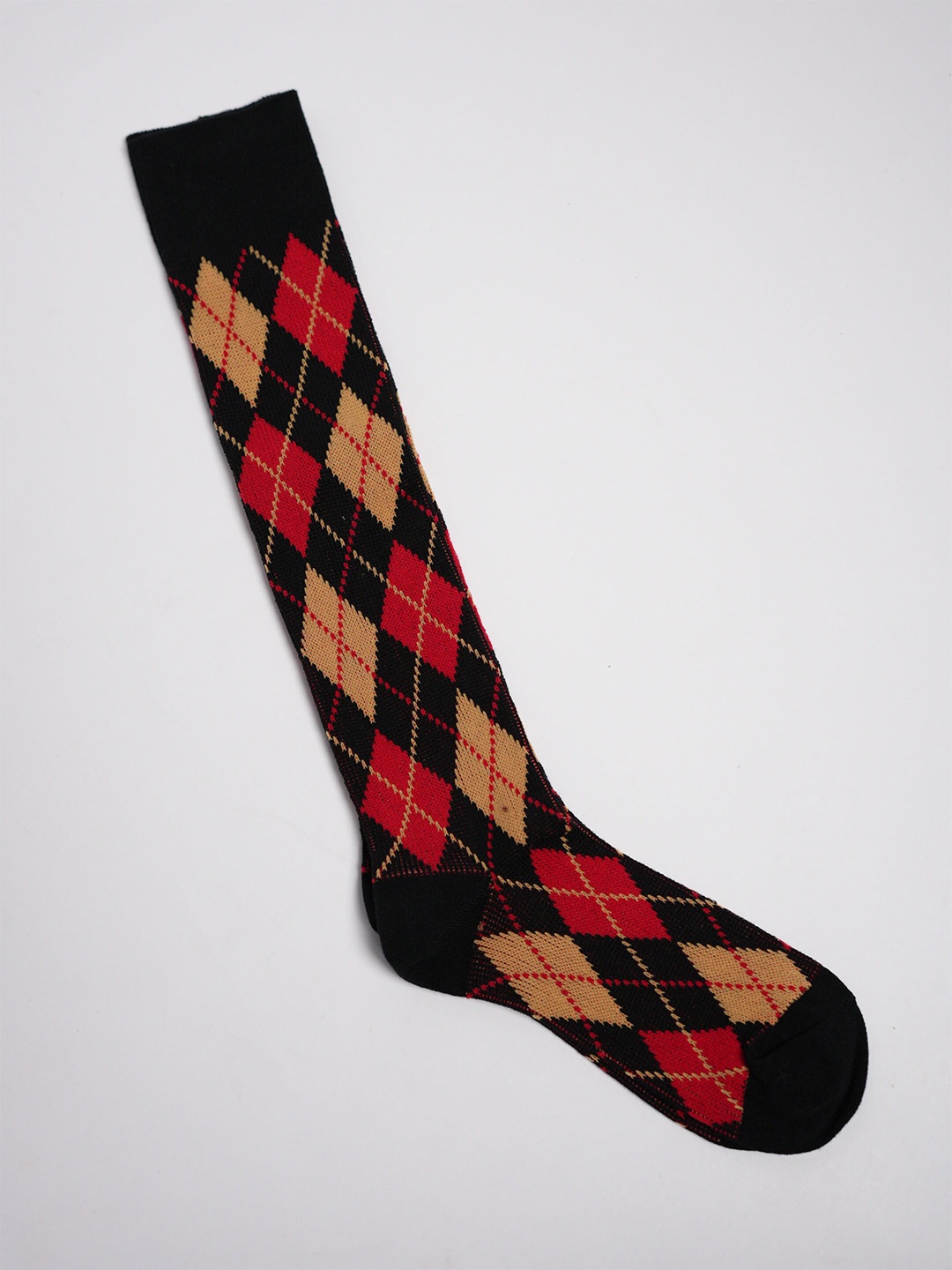 

Theater Women Checked Cotton Knee Length Socks, Black