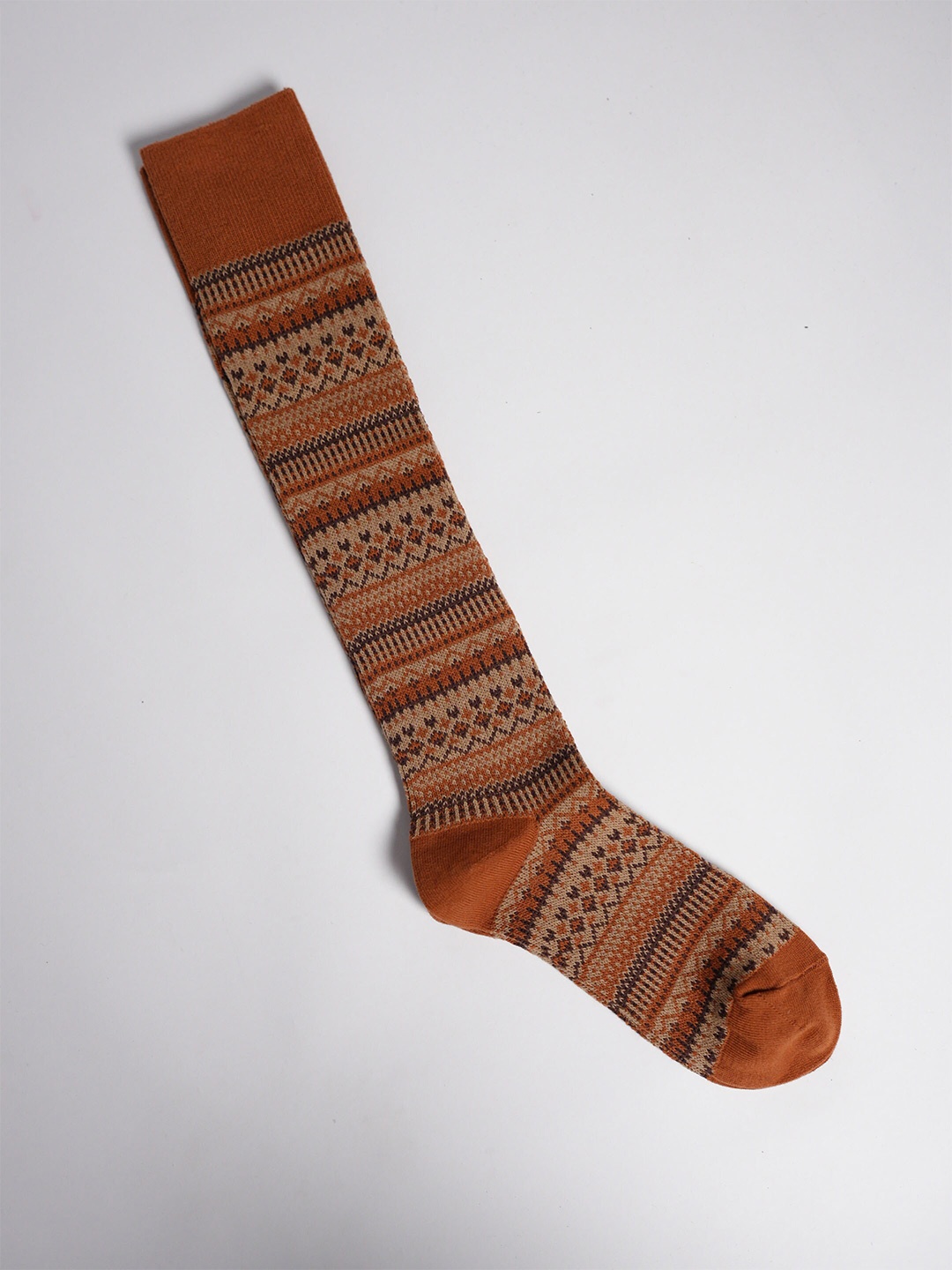 

Theater Women Patterned Cotton Calf-Length Socks, Brown