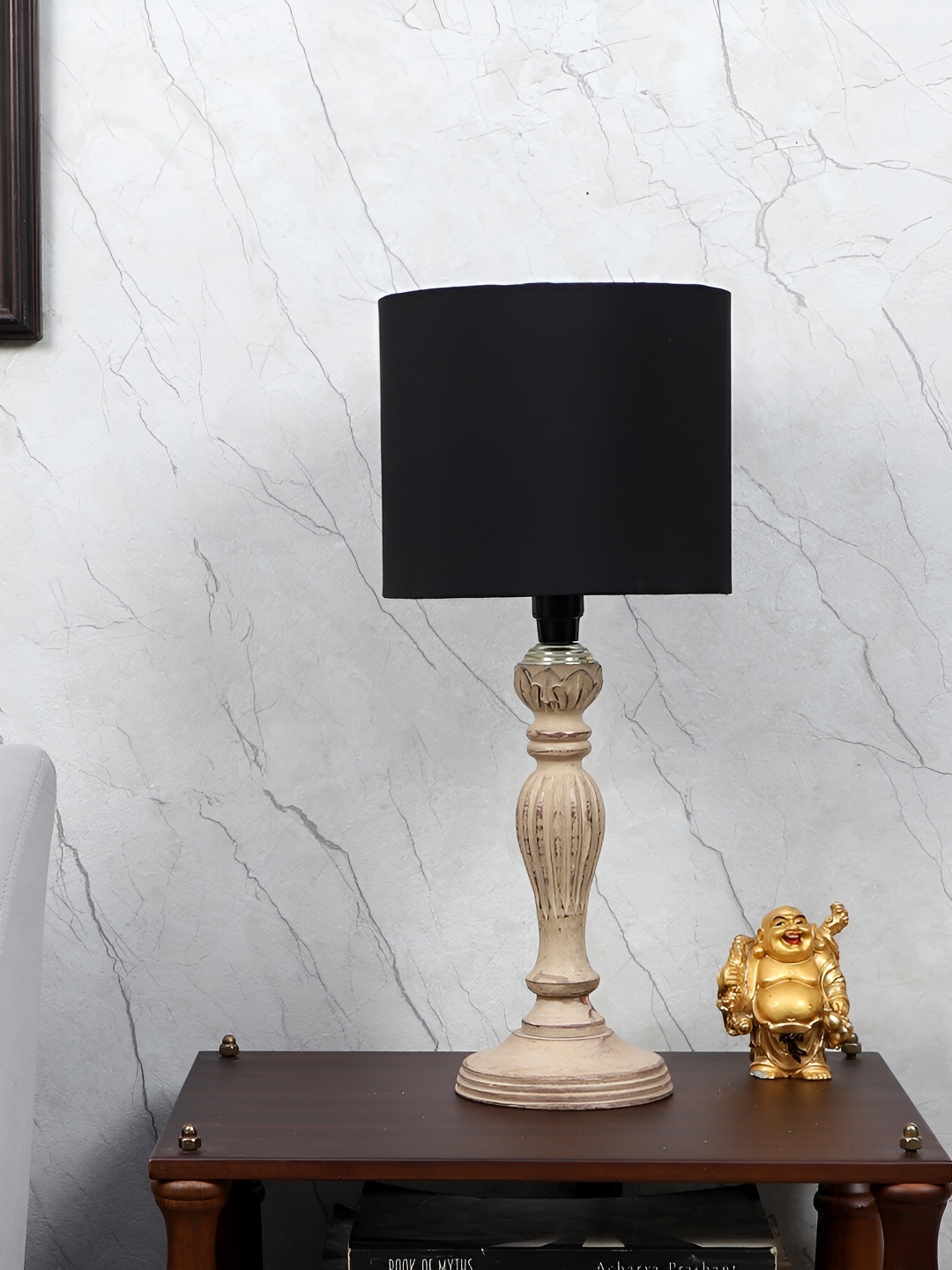 

TU CASA Beige & Black Wooden Rectangle Table Lamp