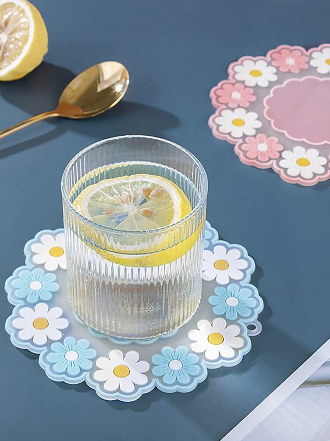 

P-Plus International Blue 4 Pieces Printed Silicone Coasters
