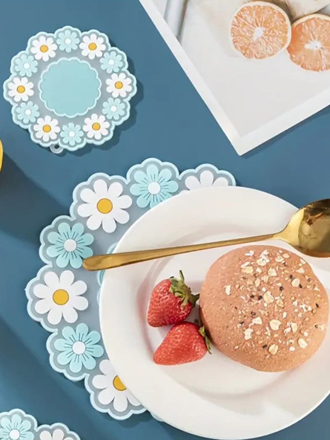 

P-Plus International Blue 4 Pieces Printed Silicone Coasters