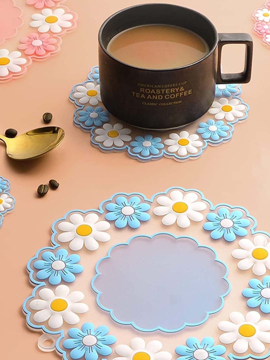 

P-Plus International Blue 6 Pieces Printed Silicone Coasters