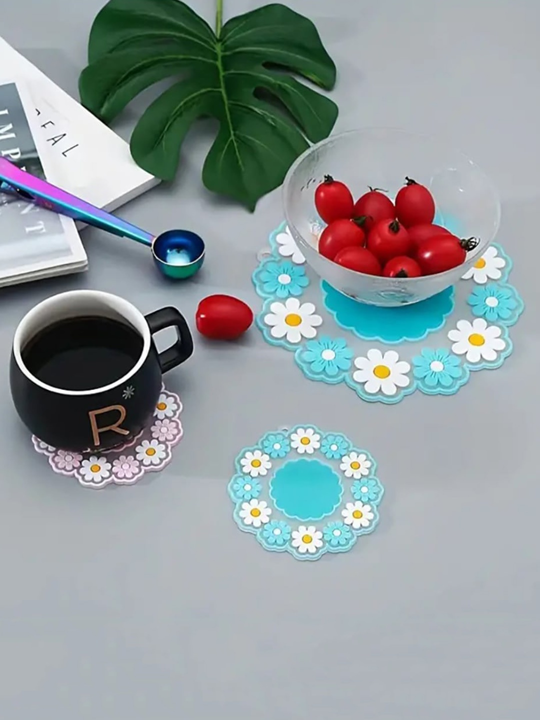 

P-Plus International Blue 6 Pieces Printed Silicone Coasters