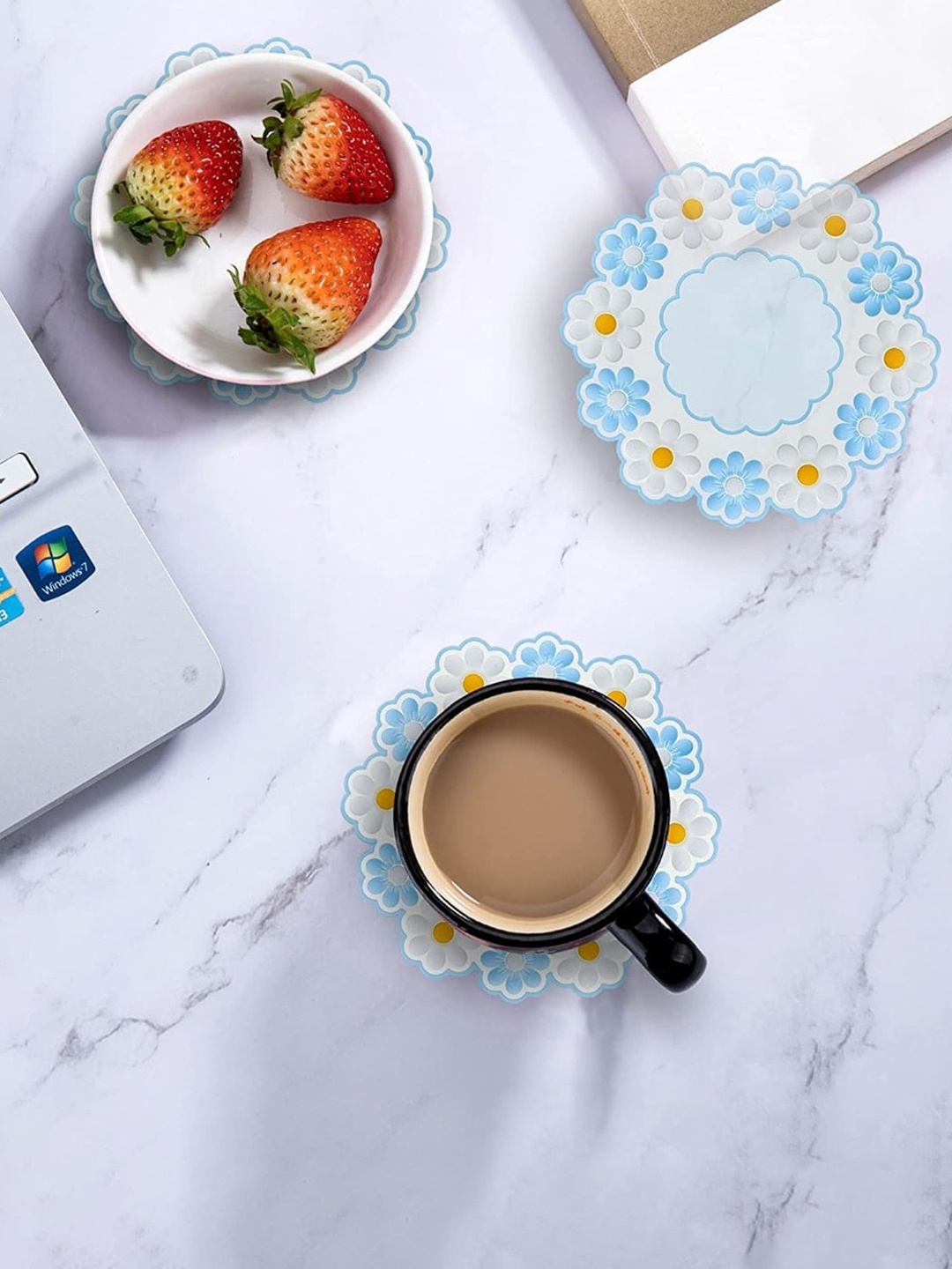 

P-Plus International Blue 6 Pieces Printed Silicone Coasters