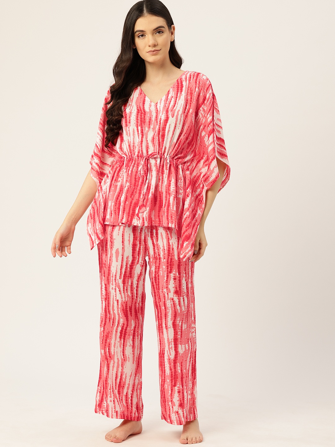 

ETC Women Tie & Dye Printed Night suit, Pink
