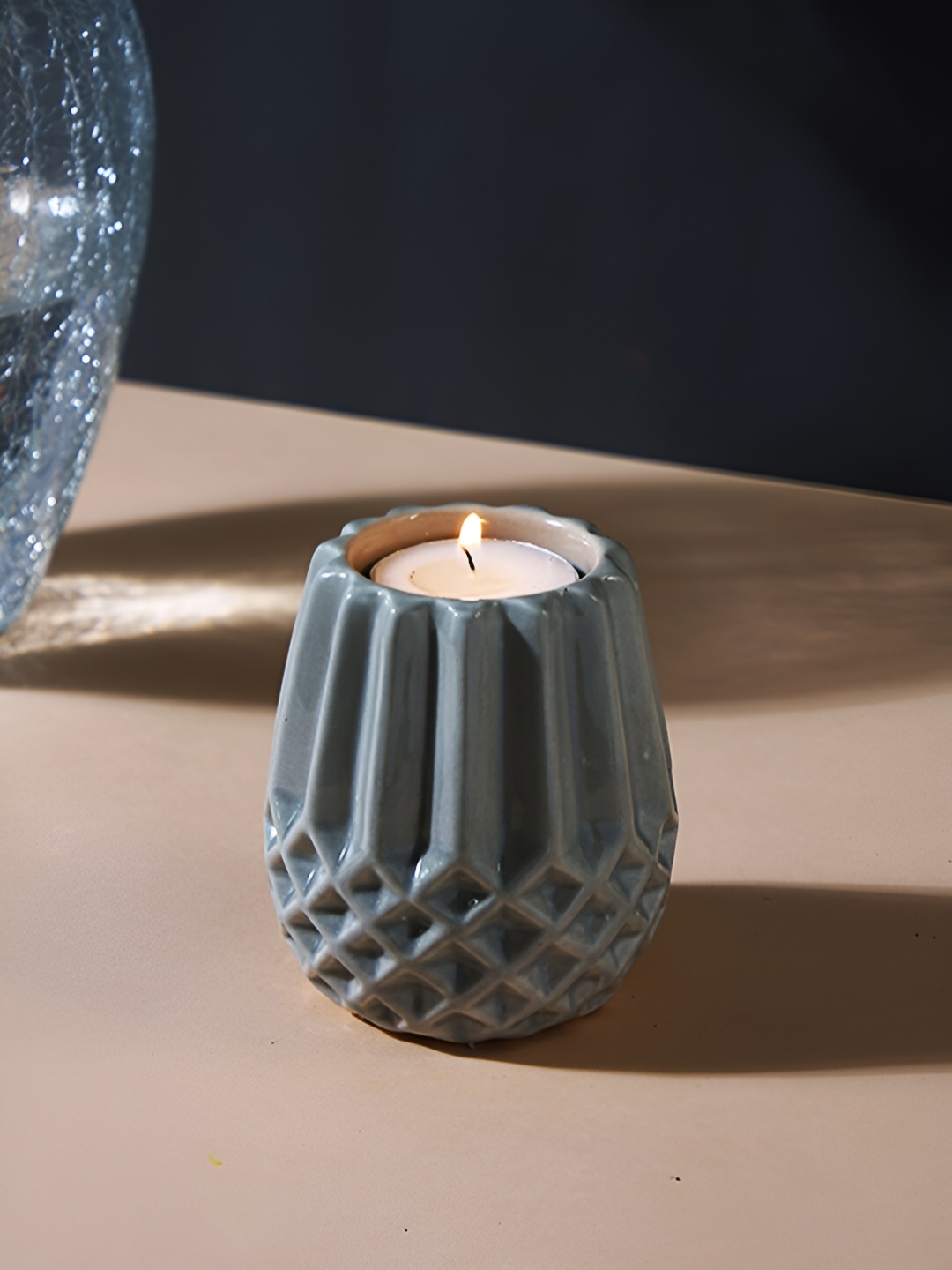 

Aura Grey Textured Ceramic Candle Holder