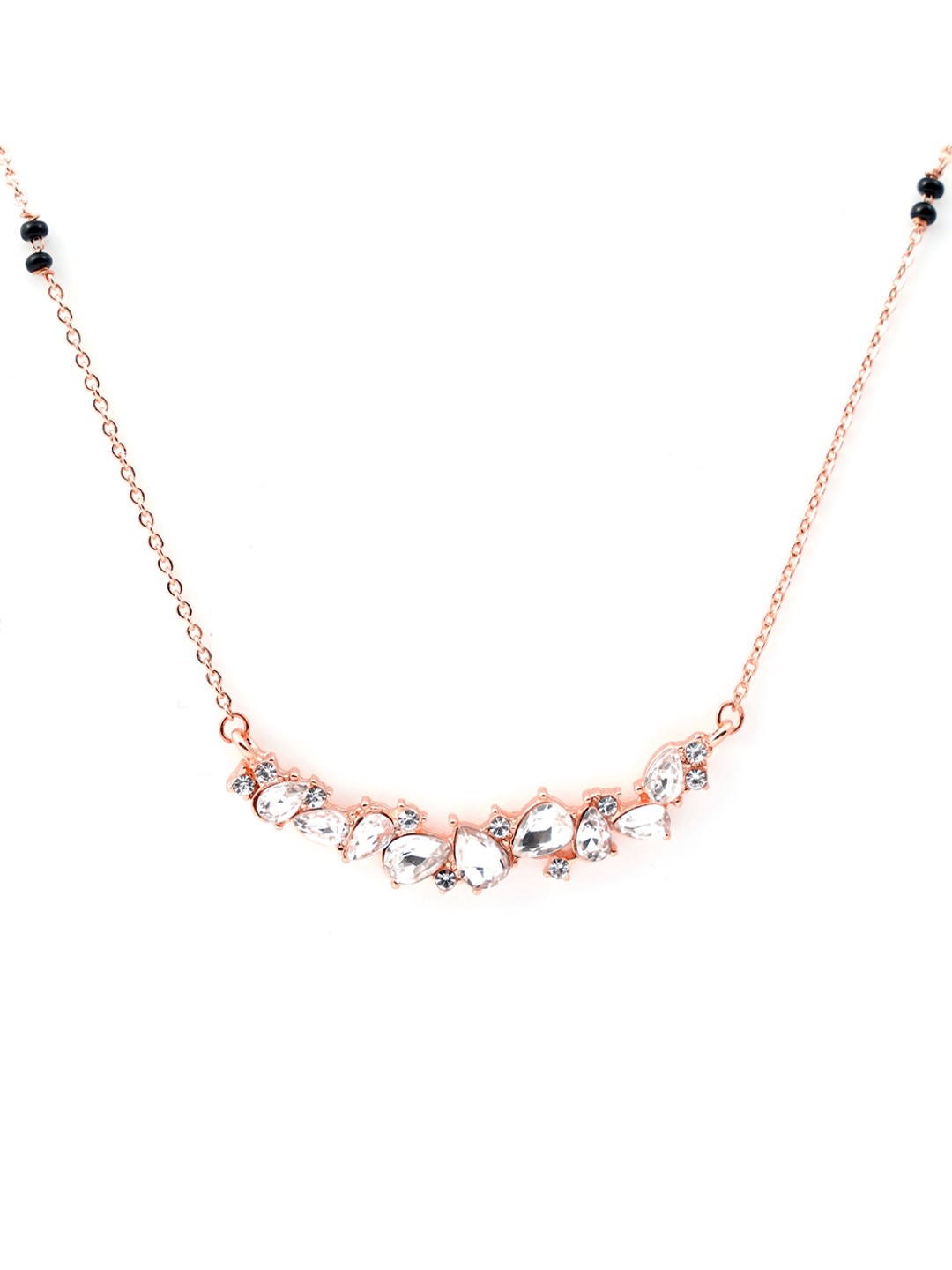 

SWASHAA Rose Gold-Plated Stainless Steel Artificial Stones and Beads Mangalsutra