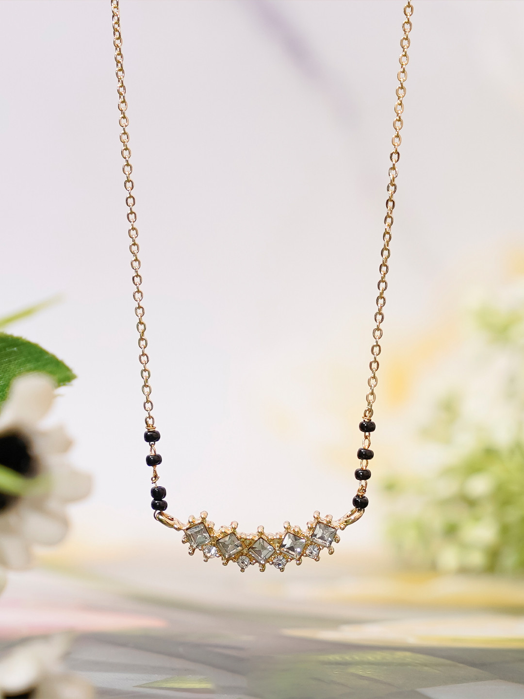 

SWASHAA Gold-Plated Stainless Steel Artificial Stones and Beads Mangalsutra