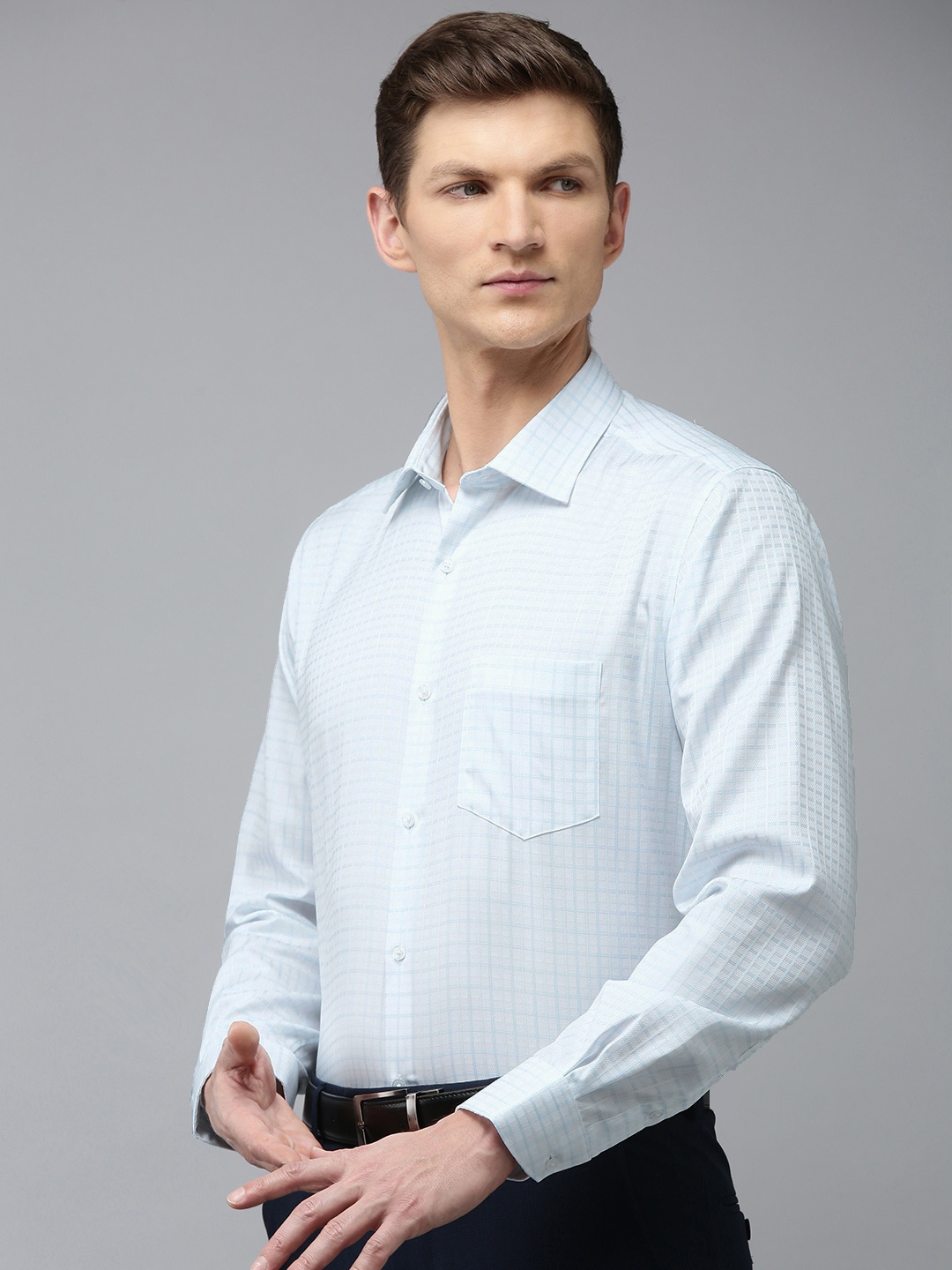 

Van Heusen Custom Fit Opaque Checked Pure Cotton Formal Shirt, White