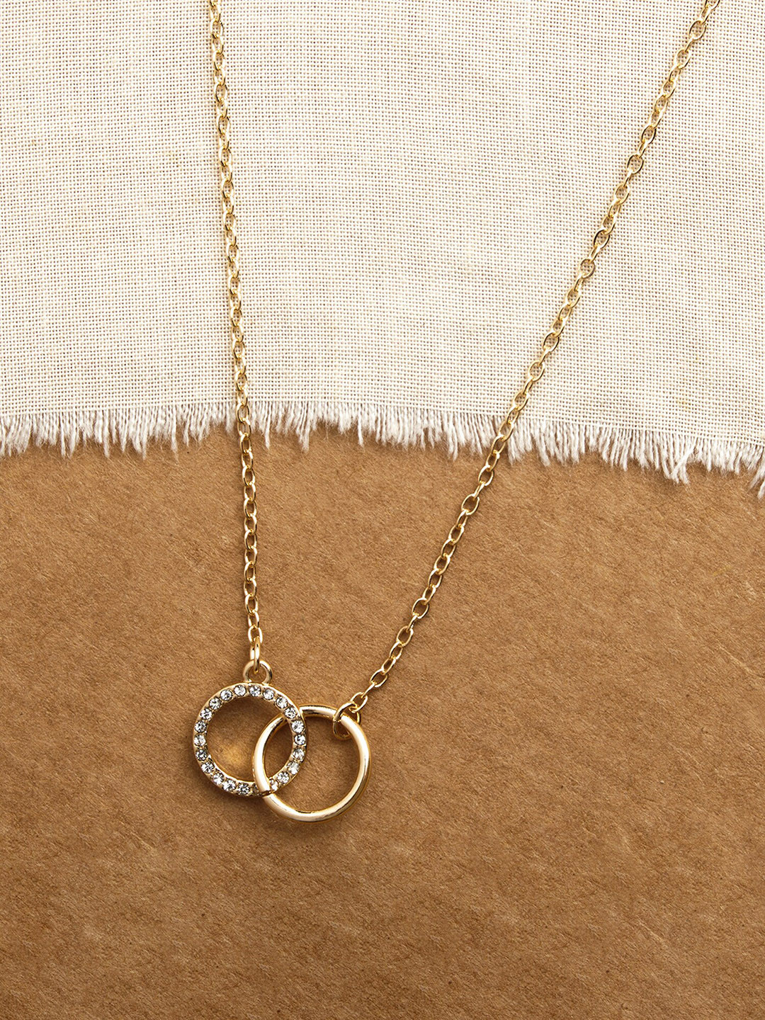 

Accessorize Metal Stone Studded Linked Circular Minimal Chain, Gold