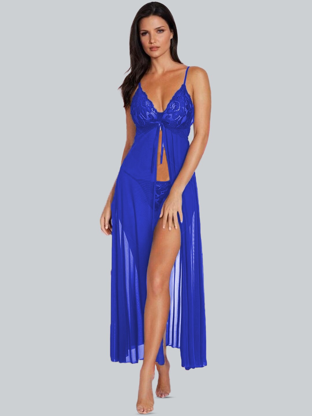 

FIMBUL Self Design Shoulder Straps Net Baby Doll, Blue