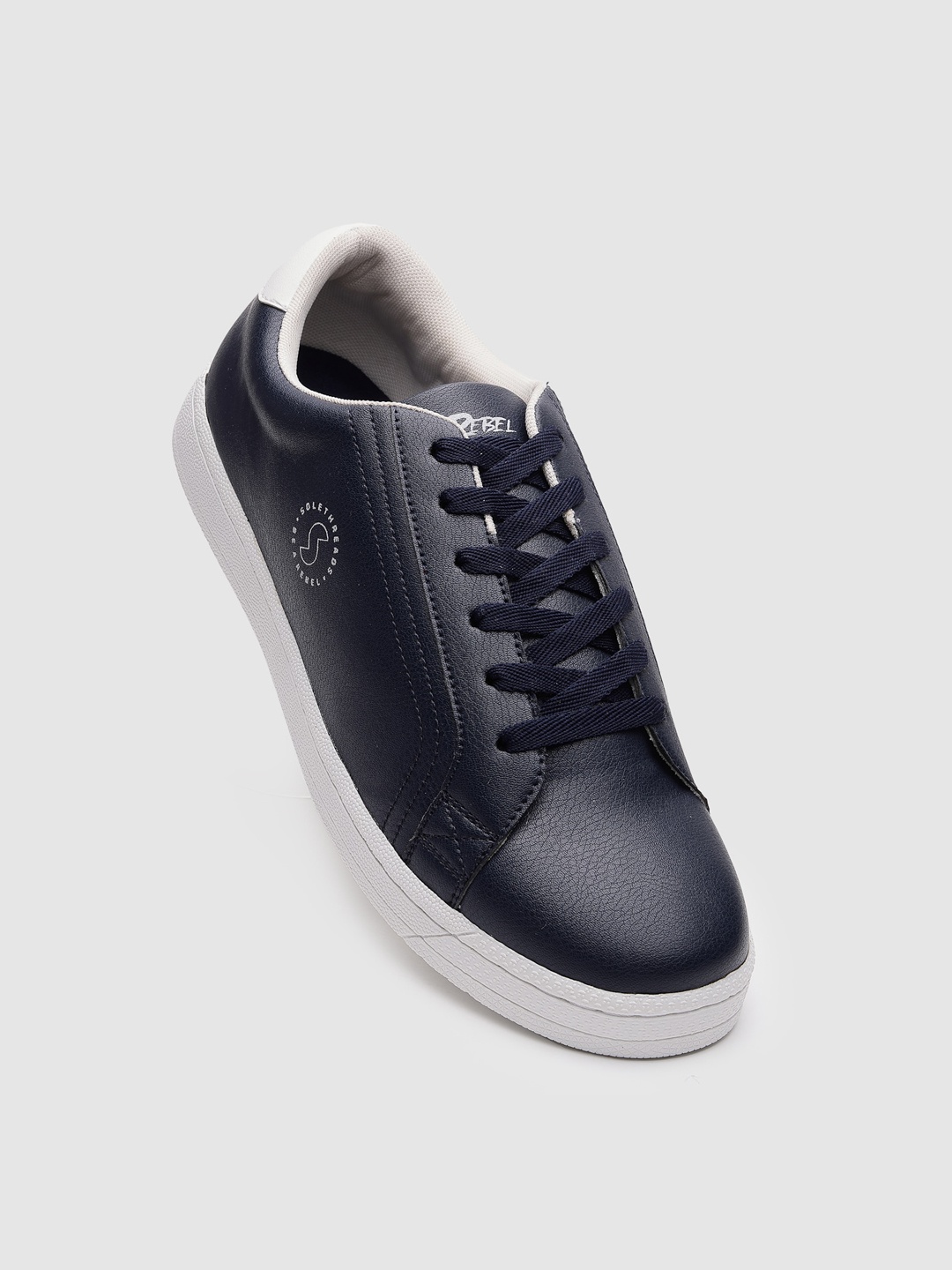 

Solethreads Men Textured Round Toe Memory Foam Sneakers, Navy blue