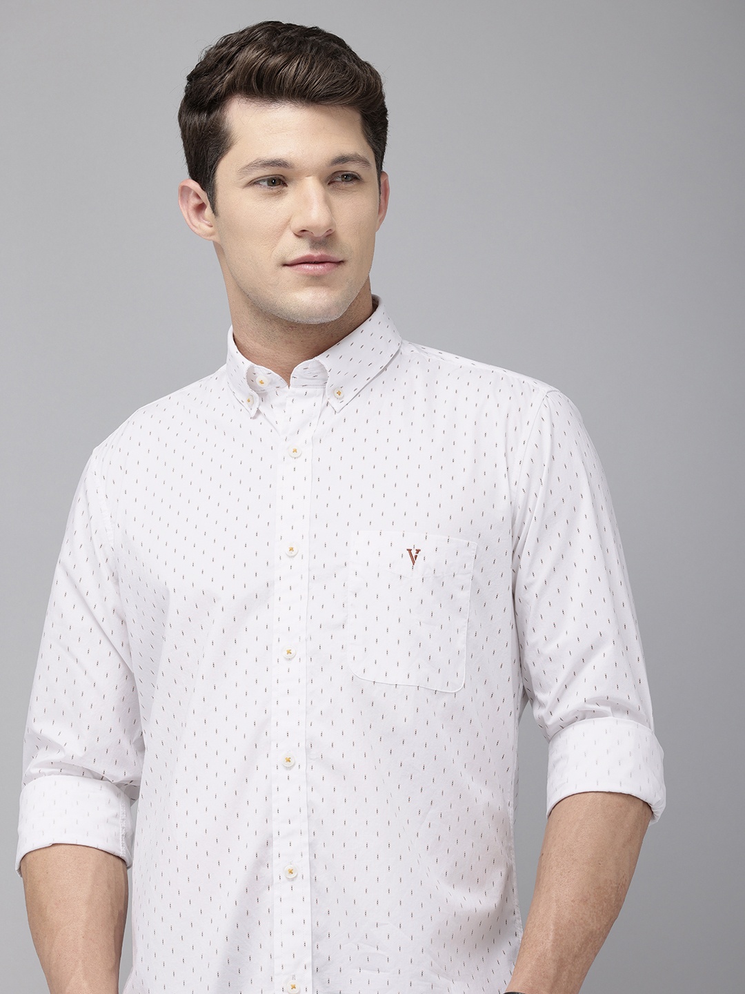 

Van Heusen Sport Pure Cotton Slim Fit Opaque Printed Casual Shirt, White