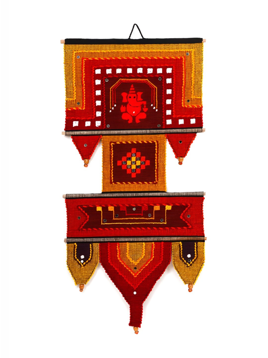 

PURINA'S Brown & Red Embroidered Cotton Wall Hanging