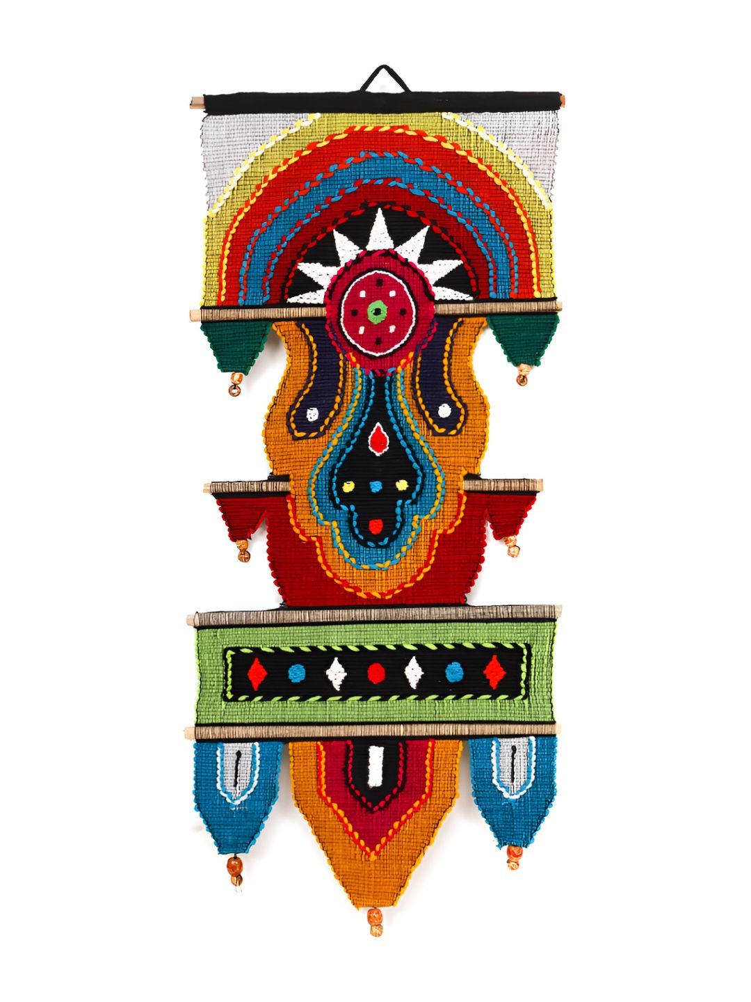 

PURINA'S Brown & Red Embroidered Cotton Wall Hanging