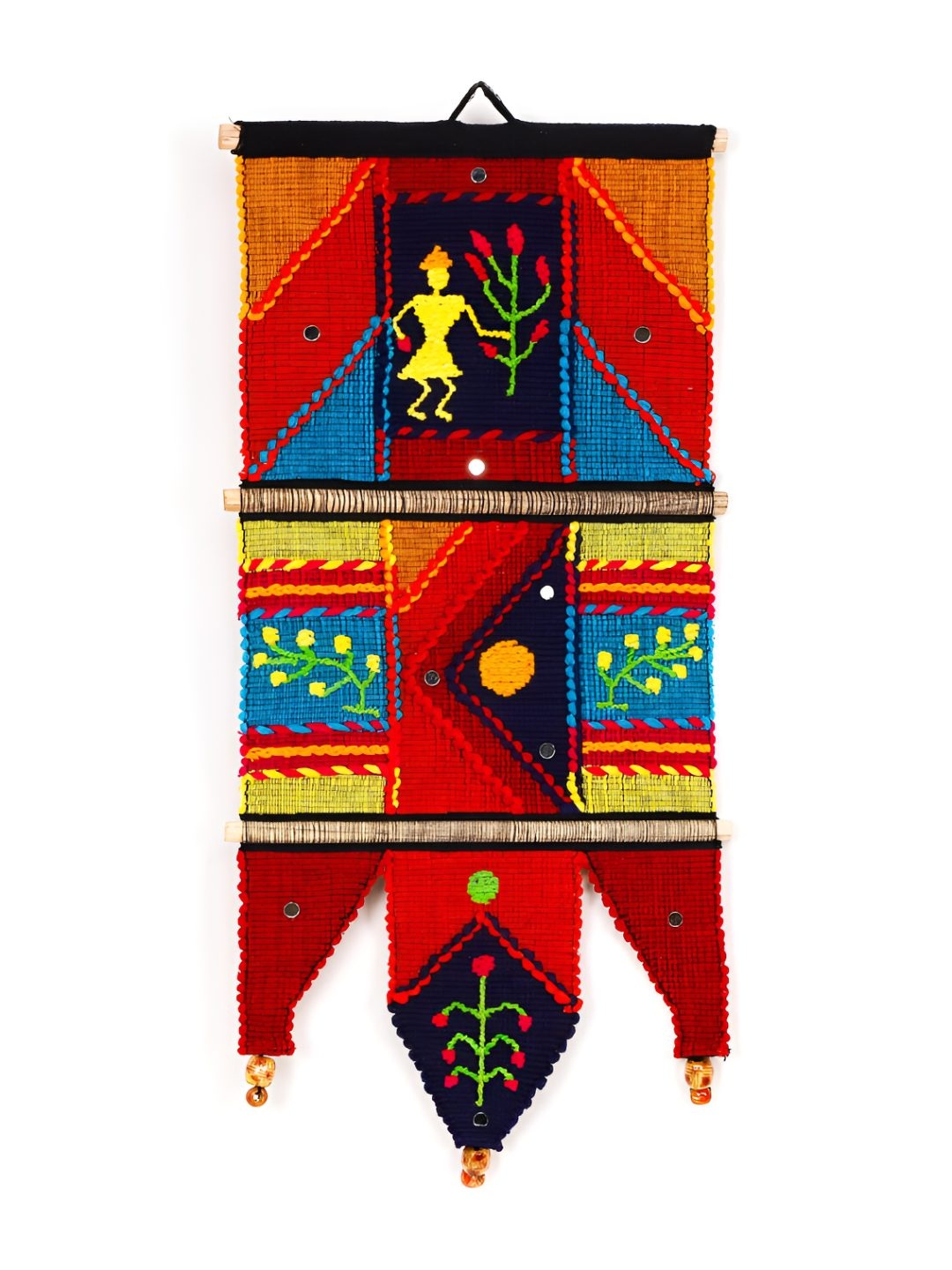 

PURINA'S Brown & Red Embroidered Cotton Wall Hanging