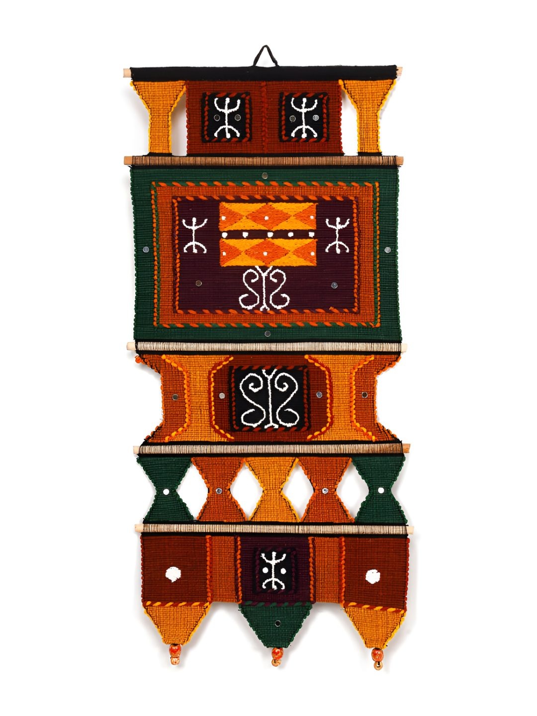

PURINA'S Brown & Red Embroidered Cotton Wall Hanging