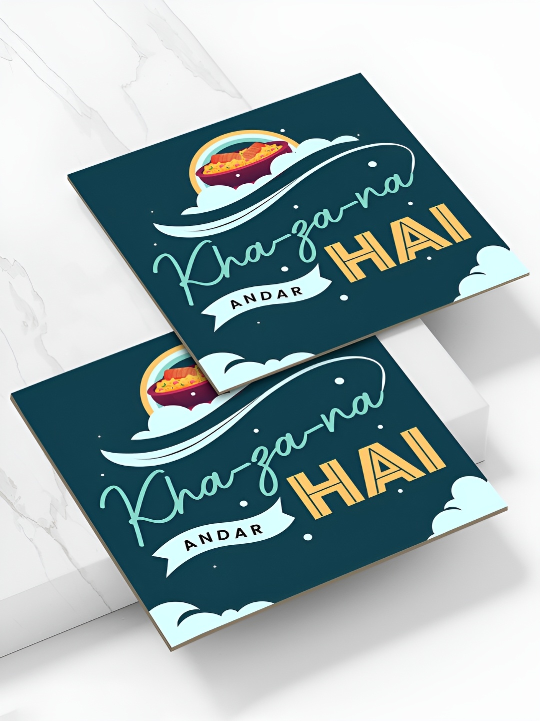 

DecorTwist Blue & Yellow 2 Pieces Printed Magnetic Coasters