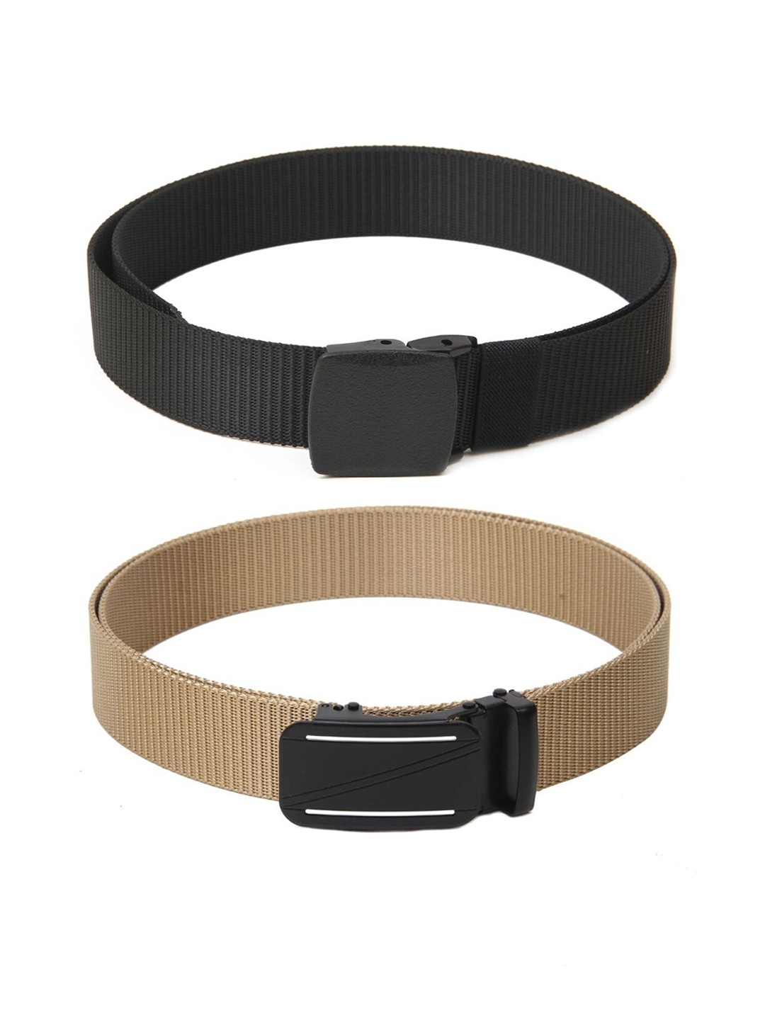 

Calvadoss Women Set Of 2 Textured Belts, Black