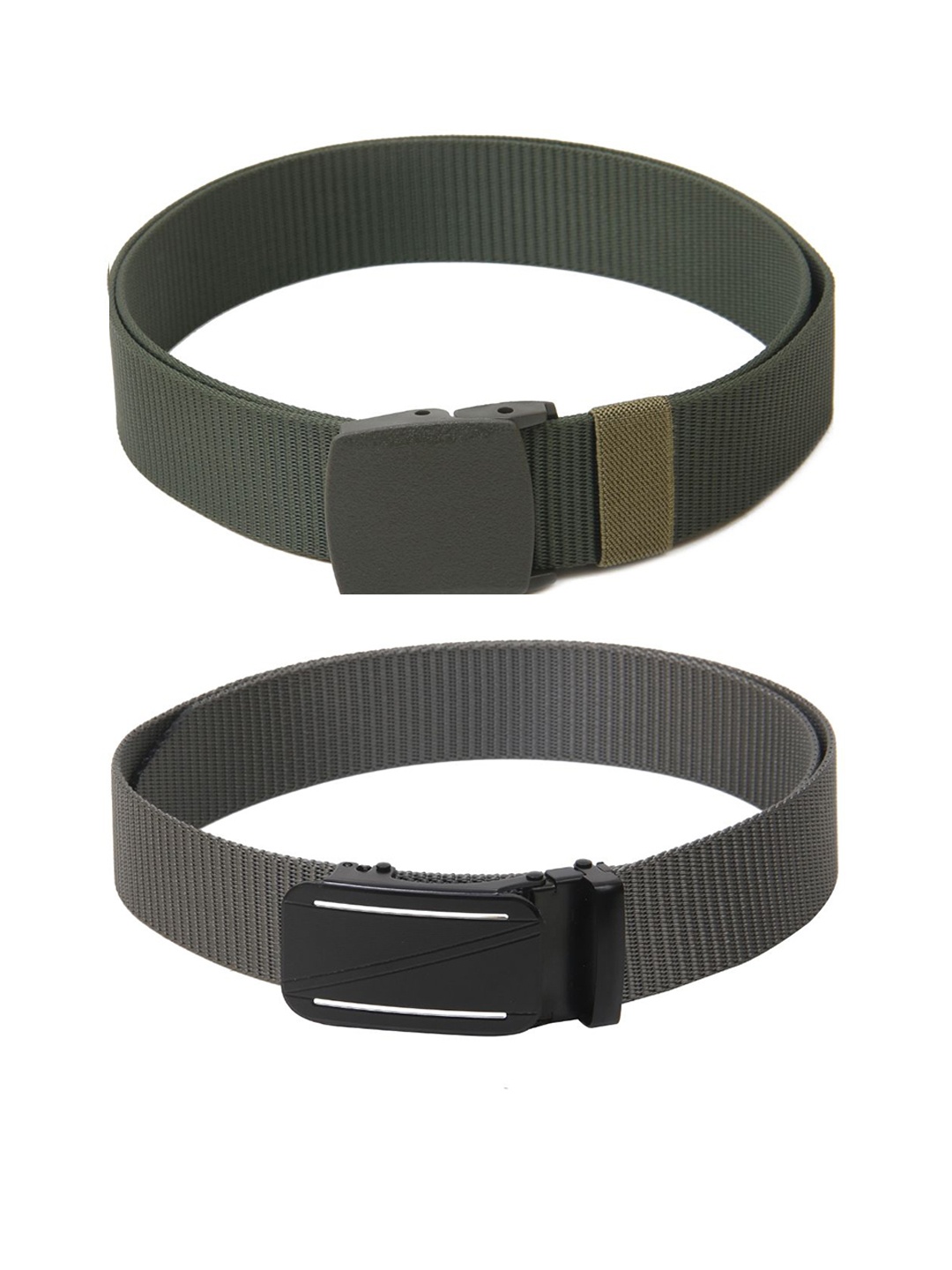 

Calvadoss Women Set Of 2 Textured Canvas Belts, Green