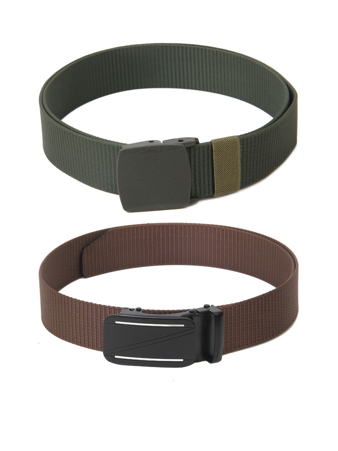 

Calvadoss Women Set Of 2 Textured Canvas Belts, Green