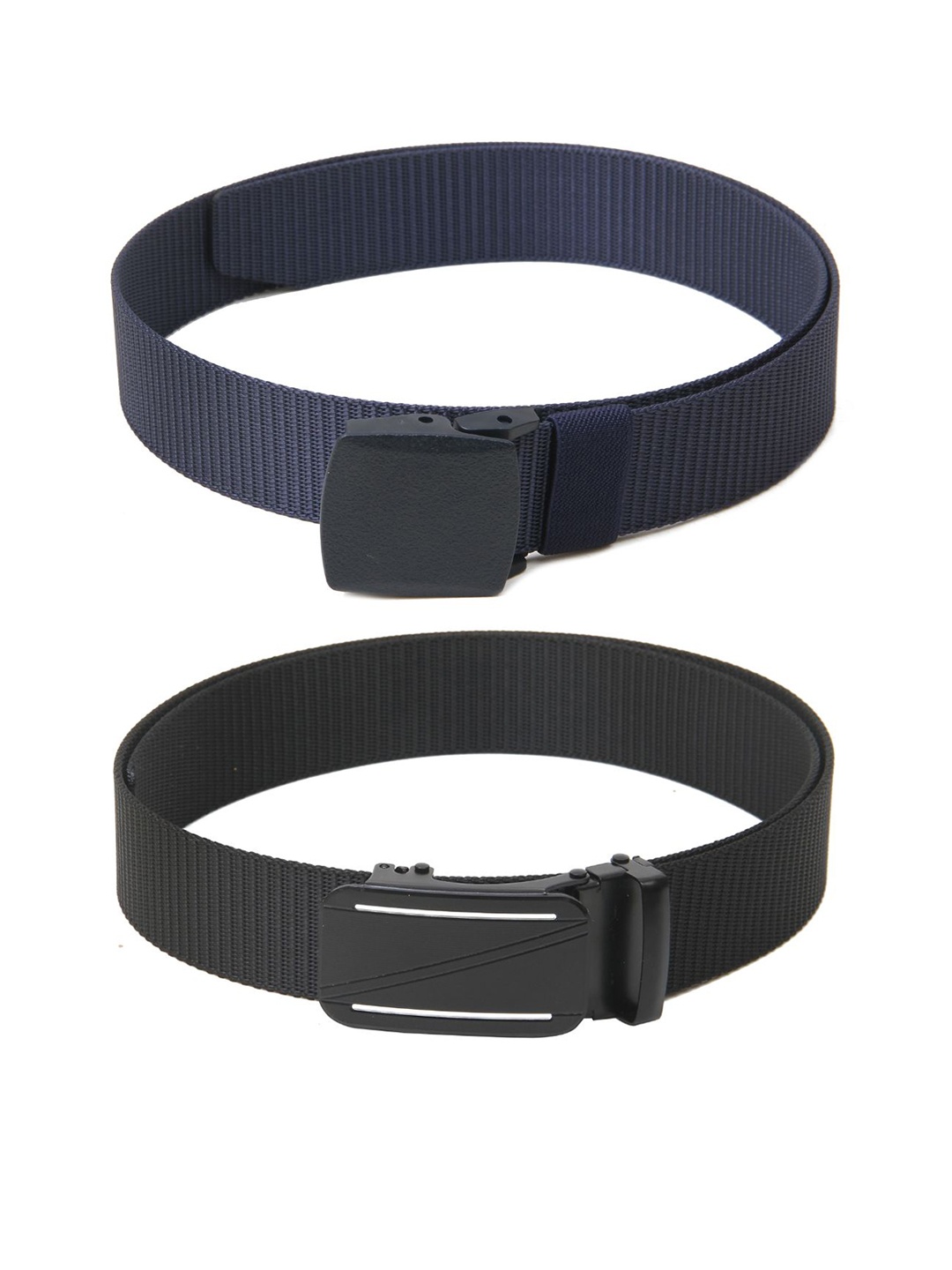 

Calvadoss Women Set Of 2 Textured Wide Belts, Navy blue