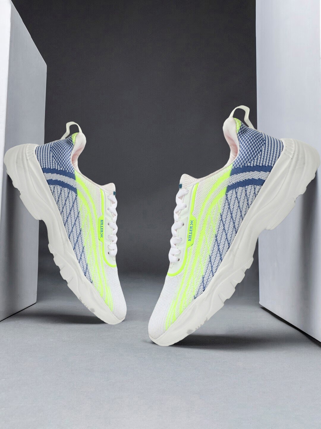

Killer Men Textured Lace-Up Running Shoes, White
