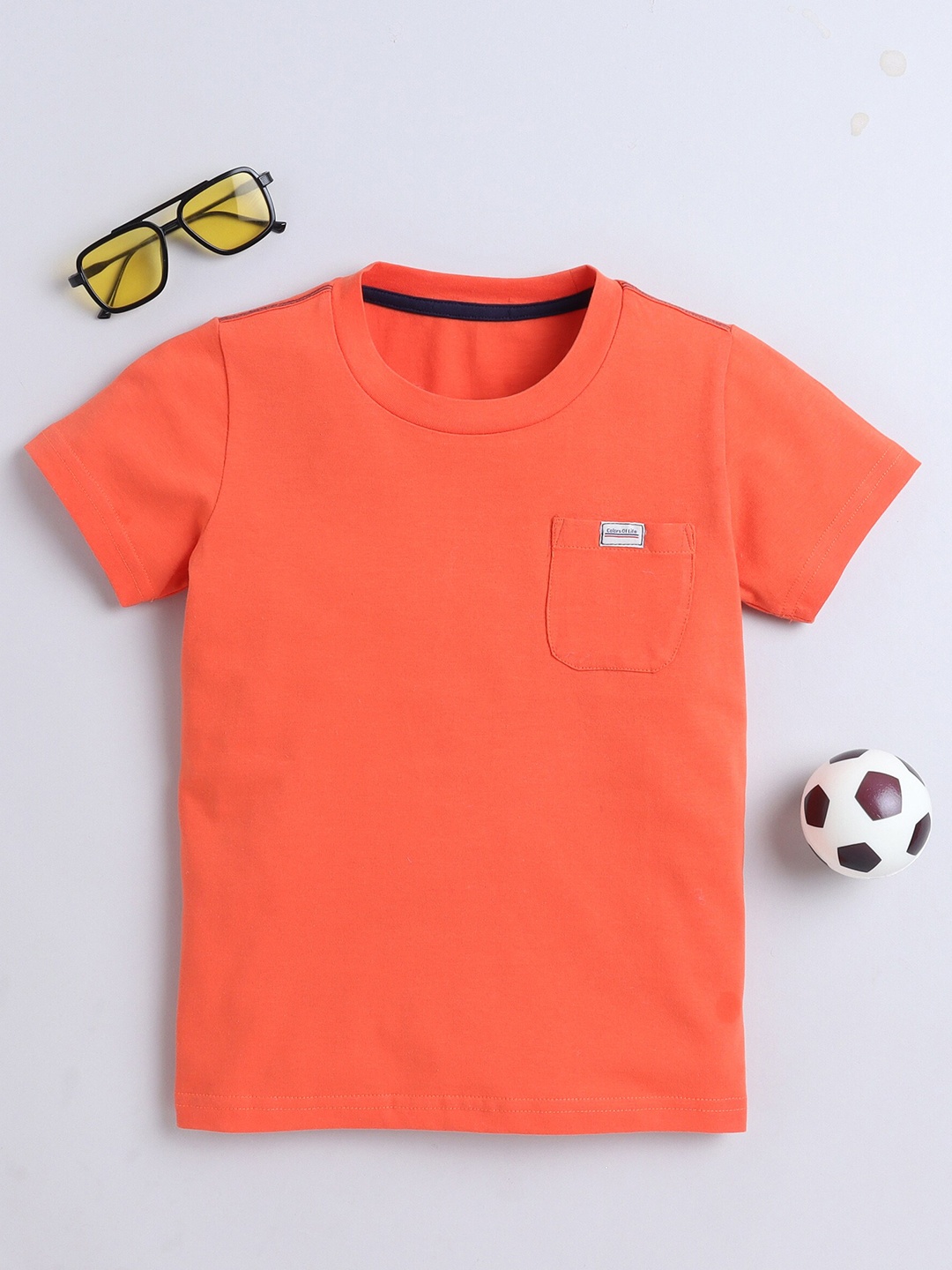 

BAESD Boys Short Sleeves Round Neck Cotton T-shirt, Orange