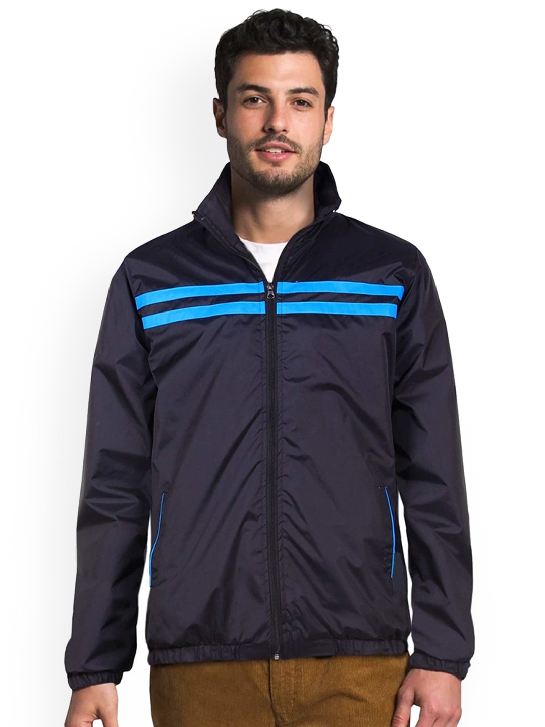 

THE CLOWNFISH Unisex Striped Sporty Jacket, Black