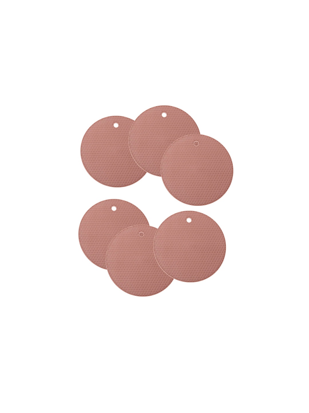 

P-Plus International Brown 6Pcs Textured Non-Slip Round Trivets