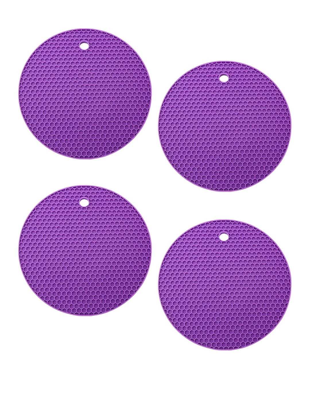 

P-Plus International Purple 4Pcs Textured Non-Slip Round Shaped Trivets